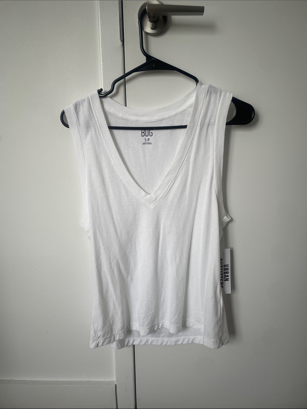White V-Neck Sleeveless Women's Top